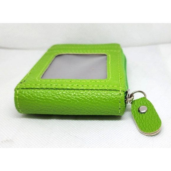 Green Mini Credit Card Case - Multi Card Slot Card Holder Wallet with ID Window - Picture 10 of 13